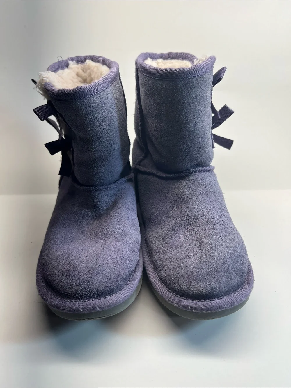 UGG Kids Suede Mid-Calf Boots with Bow Trim - Purple. Victoria Short Boot